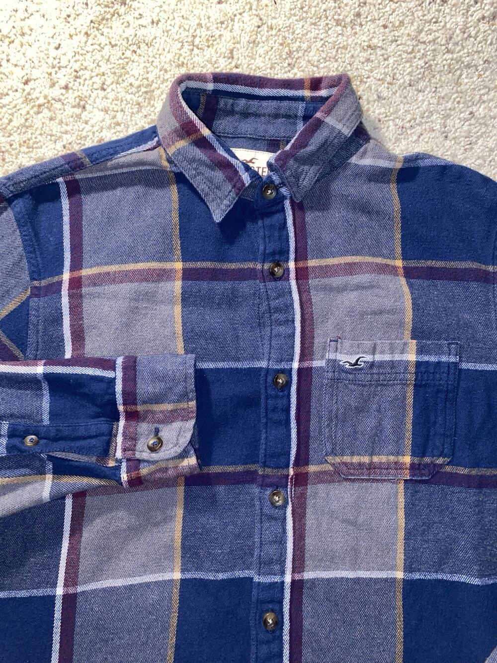 Hollister Surfer Wear Mens Small Plaid Button Up Down California Skater Shirt